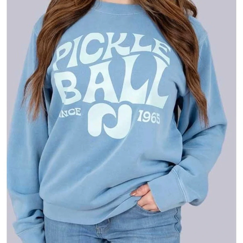 Independent Trading Co Pickleball Sweatshirt Light Blue Crew Neck Unisex Size‎ L